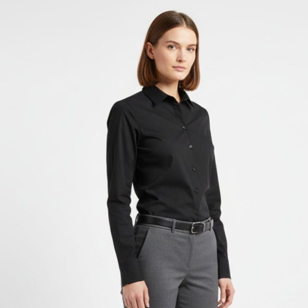 Peter Millar Black Button Up Long Sleeve Top Blouse M